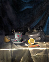 Slavic decoration - table still life with lemon