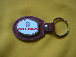 Gilera metal key ring on a leather base