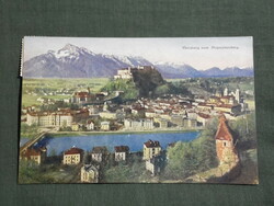 Postcard, postcard, Austria, Salzburg vom Kapuzinerberg, view detail, castle