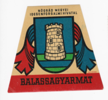 Balassagyarmat Nógrád Megyei Idegenforgalmi Hivatal - az 1960-as évekből származó bőrönd címke