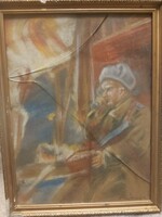 Pasztell festmény, kb.40x50 cm, szignós