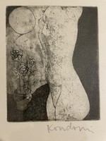Lajos Kondor (1926-2006) - nude, flower, moon