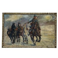 Also Painter, circa 1915: World War I scene (cavalry with herded horses)f00644
