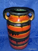 Iparművész jelzett füles kerámia váza - 20,5 cm (7/d)