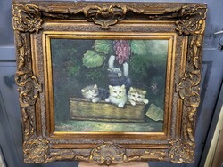 Cat still life oil painting