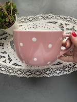 Huge pink polka dot porcelain mug