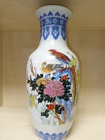 Asian style bird porcelain vase
