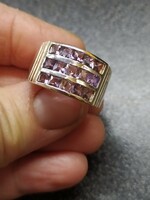 Silver purple stone ring