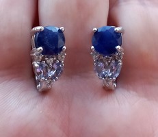 925 Silver sapphire and tanzanite dragako earrings