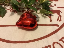 Üveg piros szív karácsonyfadísz