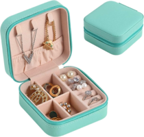 Jewelry holder, organizer box, turquoise artificial leather 4