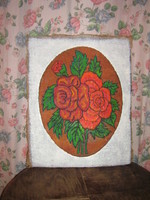 Red rose vintage shabby chic amateur painting