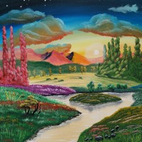 Colors of a landscape - oil painting