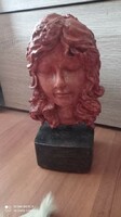 Secession style bust, heavy terracotta color, beautiful art deco style female head