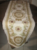 Beautiful hand richly embroidered woven tablecloth running