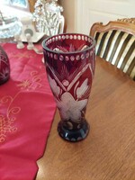 Burgundy polished crystal glass vase