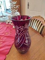 Burgundy crystal glass vase