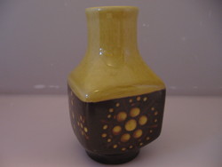 Retro Városlőd kerámia , majolika sárga, barna váza