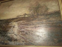 Famous artist Imre Szanthoffer's painting depicting a farm (60x80) plus frame