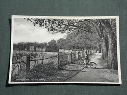 Postcard, Tata lakeside promenade detail, children's model, bicycle,