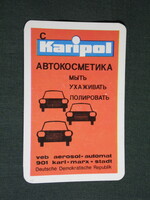 Kártyanaptár, Karipol autóápolási cikkek az NDK -ból, grafikai rajzos,1976,   (5)