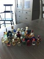 33 pieces of branded miniature old perfume for sale together