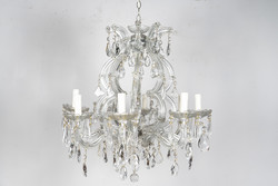 Maria Theresa-style crystal chandelier with a silver-colored frame