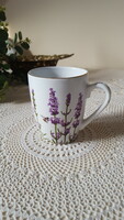 Lavender, honey bee, butterfly porcelain mug