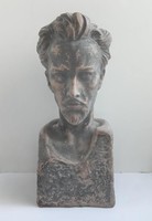 Zsigmond Strobl of Kisfaludi: terracotta bust of Sándor Petőfi, bust 27x11 cm