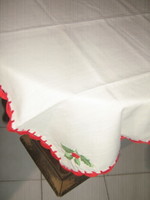 Beautiful handmade embroidered and crocheted Christmas patterned tablecloth