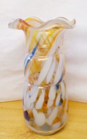 Murano splatter art glass vase with frilled mouth, 1930-1940s, a rarity for your display case