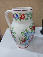 White flower patterned ceramic jug