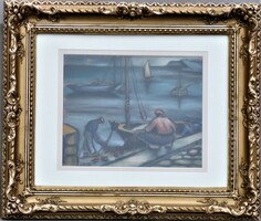 Rare, oil painting, santručeks jeno; Brittany (1903-1965)!!!