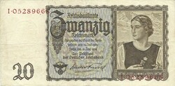 20 reichsmark horogkeresztes 1939 Németország 1.