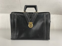 Old black leather briefcase - men's bag