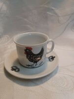 Kronester Bavarian porcelain, rooster cup with saucer plate