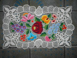 Tablecloth embroidered with Kalocsai risel pattern 38 cm x 23 cm