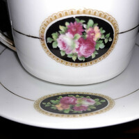 SZECESSZIÓS RÓZSÁS MEDALIONOS TEÁS CSÉSZE és ALJA - Adolf Persch -  Art&Decoration