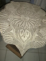 Beautiful special ecru hand-crocheted antique boat-shaped lace tablecloth