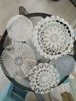 5 crocheted lace placemats, antique, even wedding vintage decoration