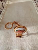 Gold-plated key chain and nail clip decorated with fire enamel - new