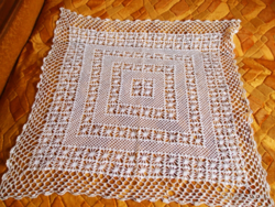 Crocheted white needlework tablecloth 76x76 cm, unused