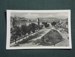 Postcard, Budapest, Vigadó square, monument, chain bridge
