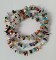 120 cm long, mixed, multicolor rubble stone necklace. Metal-free.