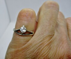 Beautiful silver little finger ring with a white stone