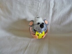 Retro style glass handmade Christmas tree decoration - mouse!