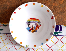 Retro Disney porcelán gyerek tányér -  Mickey és Goofy -