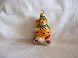 Retro-style glass Christmas tree decoration - with a tiger engine!