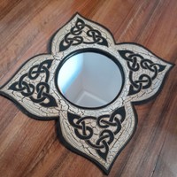 Vintage mirror painted wood with a mirror flower knot motif