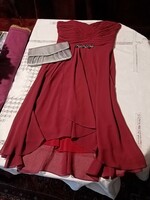 Elegant French burgundy lined prom or cocktail dress/ casual dress + silver satin bag